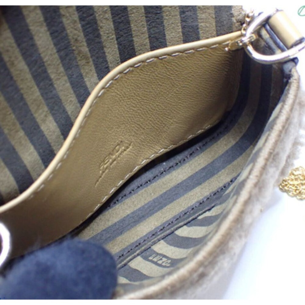 Fendi Baguette Bag Tan and Gold Shearling Mini with original COA, tags, dust bag - Picture 10 of 16